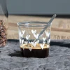 Set 4 bicchierini in vetro per Espresso con palettine - Cuori in bianco