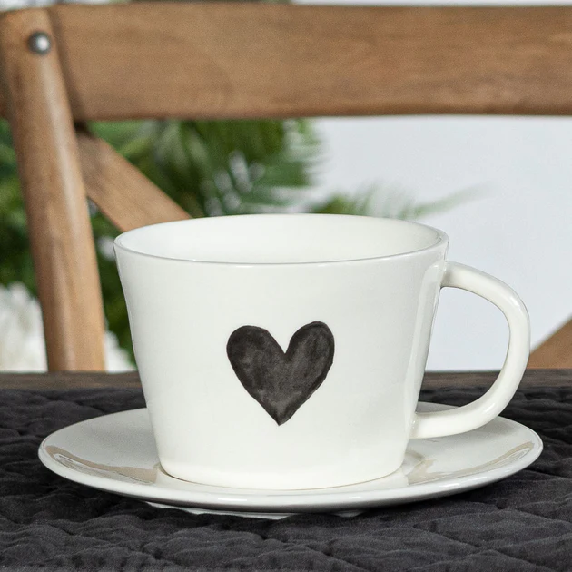 Set tazze colazione Cuore Grigio