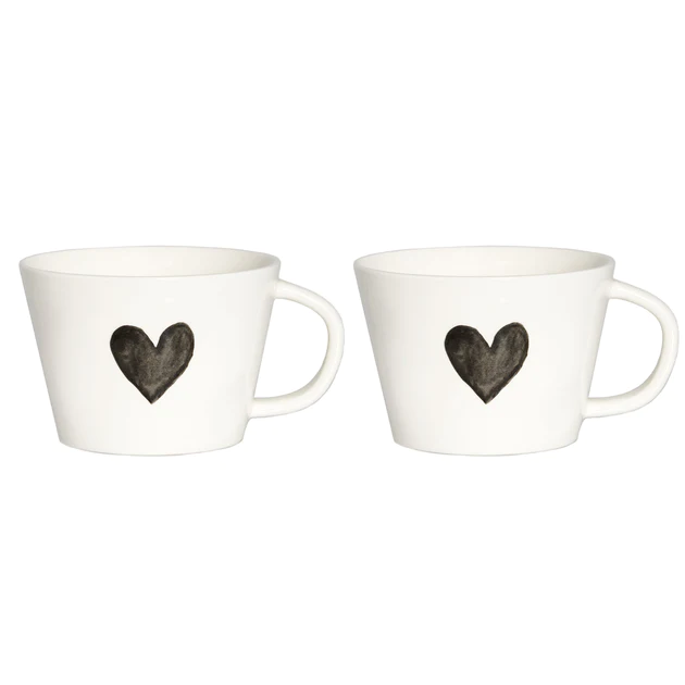 Set tazze colazione Cuore Grigio