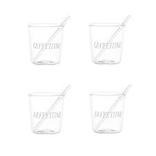 Set 4 bicchierini in vetro per Espresso con palettine – Caffettino