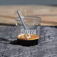 Set 4 bicchierini in vetro per Espresso con palettine – Espresso e cuore Bianchi