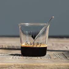 Set 4 bicchierini in vetro per Espresso con palettine – Happy cuore nero