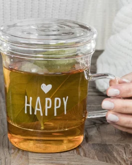 Mug in vetro con Infusore Happy