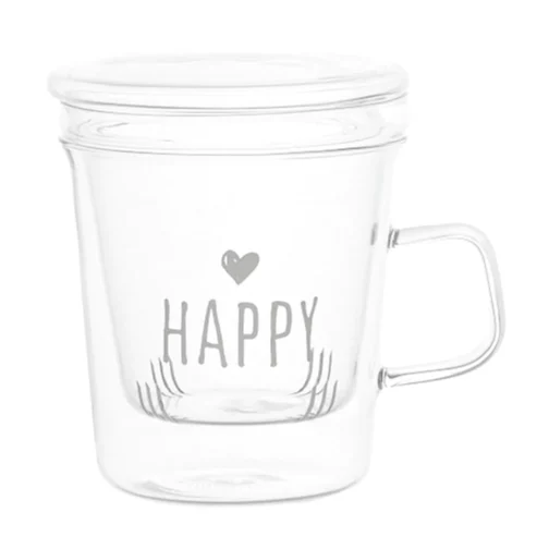 Mug in vetro con Infusore Happy - immagine 2
