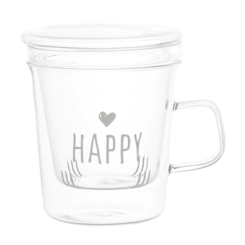 Mug in vetro con Infusore Happy